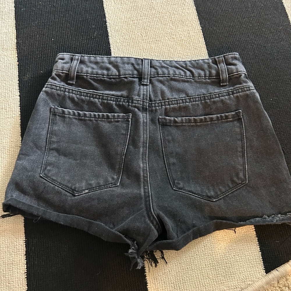 Black Denim embroidered Jean shorts - Picture 4 of 8